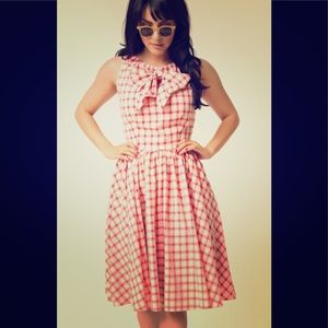 Unique vintage raspberry check dress